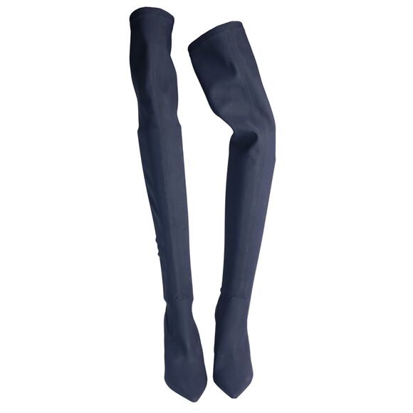 MARION PARKE Malone Heeled Boot Black Thigh High Stretch Crepe Women's 36/US 6 - Picture 2 of 9